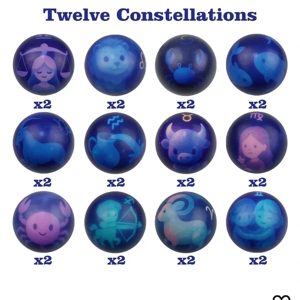 Zodiac Twelve Constellations Slow Rising Squishies Cards Galaxy Stress Balls nwt